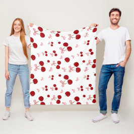 Kersen Rode Lint Naadloos Patroon Mooie Fruit Desi Fleece Deken