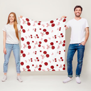 Kersen Rode Lint Naadloos Patroon Mooie Fruit Desi Fleece Deken