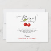 kersen rood wit rustieke bruiloft foto bedankkaart (Achterkant)