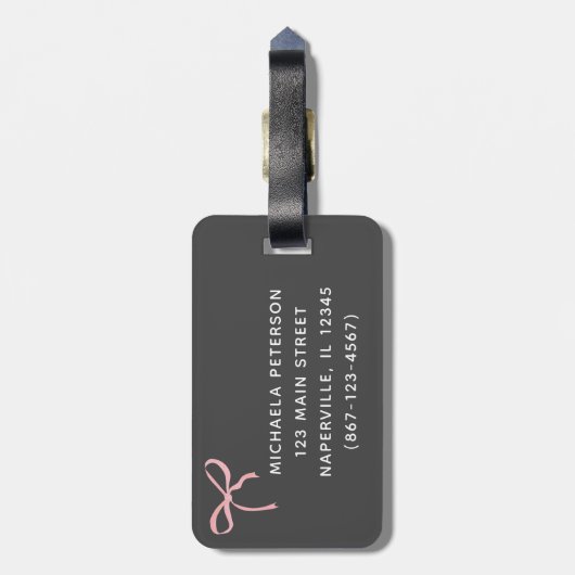 Kersen & Roze Bow Coquette Esthetisch Meisje Schat Bagagelabel (Achterkant verticaal)