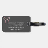 Kersen & Roze Bow Coquette Esthetisch Meisje Schat Bagagelabel (Achterkant horizontaal)