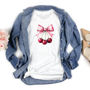 Kersen Roze Strik Coquette Esthetiek Meisjesachtig T-shirt