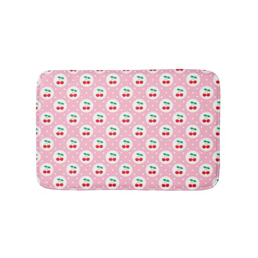 Kersen Stippenpatroon – Retro Fruit Cadeau & Decor Badmat (Voorkant)