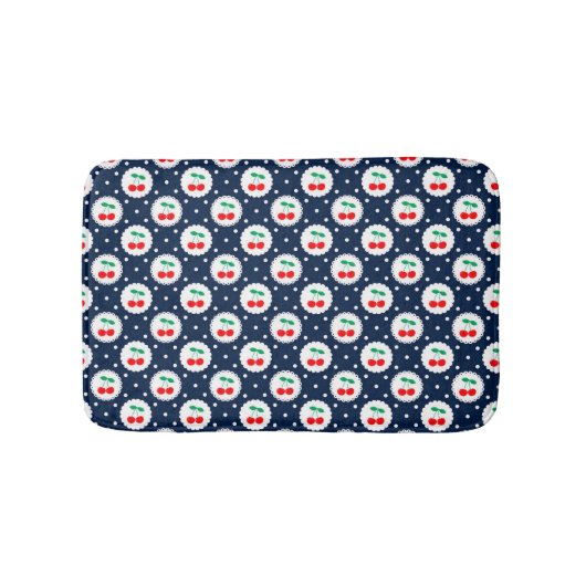 Kersen Stippenpatroon – Retro Fruit Cadeau & Decor Badmat (Voorkant)