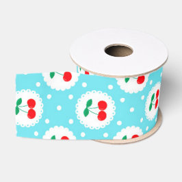 Kersen Stippenpatroon – Retro Fruit Cadeau & Decor Grosgrain Lint