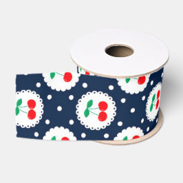 Kersen Stippenpatroon – Retro Fruit Cadeau & Decor Grosgrain Lint