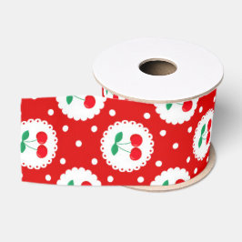 Kersen Stippenpatroon – Retro Fruit Cadeau & Decor Grosgrain Lint