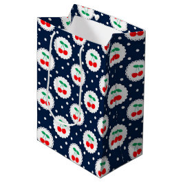 Kersen Stippenpatroon – Retro Fruit Cadeau & Decor Medium Cadeauzakje