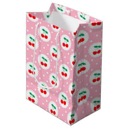 Kersen Stippenpatroon – Retro Fruit Cadeau & Decor Medium Cadeauzakje