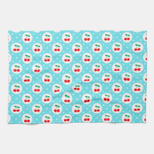 Kersen Stippenpatroon – Retro Fruit Cadeau & Decor Theedoek