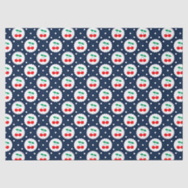 Kersen Stippenpatroon – Retro Fruit Cadeau & Decor Tissuepapier