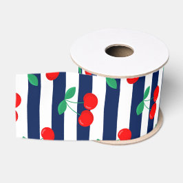 Kersen Streep Patroon – Retro Fruit Cadeau & Decor Grosgrain Lint