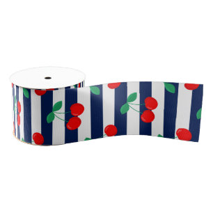 Kersen Streep Patroon – Retro Fruit Cadeau & Decor Grosgrain Lint