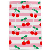 Kersen Streep Patroon – Retro Fruit Cadeau & Decor Medium Cadeauzakje (Voorkant)
