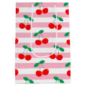 Kersen Streep Patroon – Retro Fruit Cadeau & Decor Medium Cadeauzakje (Achterkant)