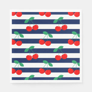 Kersen Streep Patroon – Retro Fruit Cadeau & Decor Servet