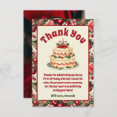  kersen 'Sweet One' 1e verjaardag Bedankkaart (Voorkant / Achterkant)