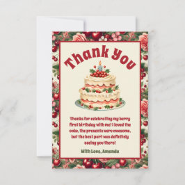  kersen 'Sweet One' 1e verjaardag Bedankkaart