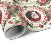  kersen 'Sweet One' 1e verjaardag foto Cadeaupapier (Rol Hoek)