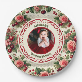  kersen 'Sweet One' 1e verjaardag foto Papieren Bordje