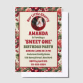  kersen 'Sweet One' 1e verjaardag foto Vellum Uitnodigingen (Offset)