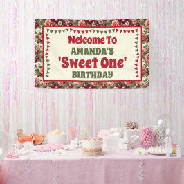  kersen 'Sweet One' 1e verjaardag Welkom Spandoek