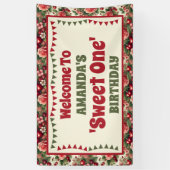  kersen 'Sweet One' 1e verjaardag Welkom Spandoek (Verticaal)