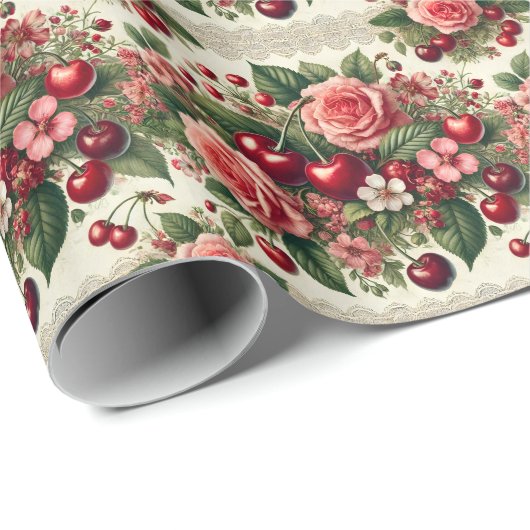  kersen 'Sweet One' 1e verjaardagsfeest Cadeaupapier (Rol Hoek)