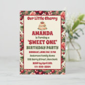 kersen 'Sweet One' 1e verjaardagsfeest Kaart (Staand voorkant)