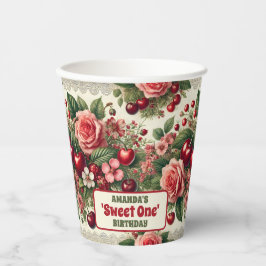  kersen 'Sweet One' 1e verjaardagsfeest Papieren Bekers