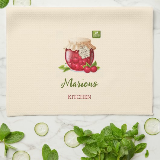 Kersen thema aangepaste keukenhanddoek (Gevouwen)