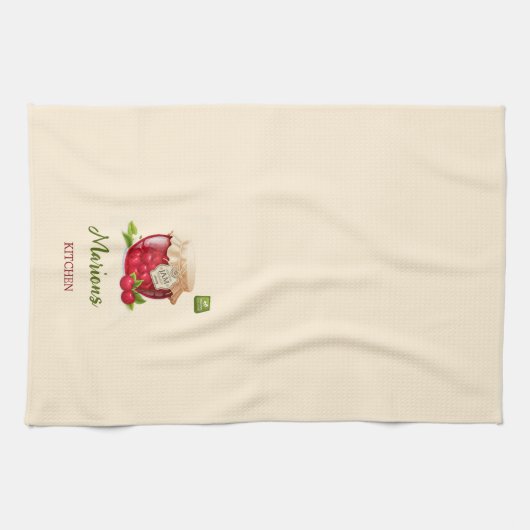 Kersen thema aangepaste keukenhanddoek (Horizontaal)