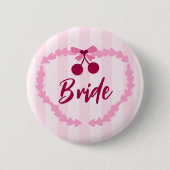 Kersen Thema Bruidsfeest Bruid Ronde Button 5,7 Cm (Voorkant)