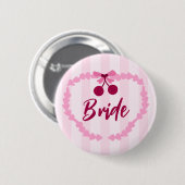 Kersen Thema Bruidsfeest Bruid Ronde Button 5,7 Cm (Voorkant /achterkant)