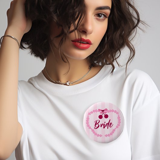 Kersen Thema Bruidsfeest Bruid Ronde Button 5,7 Cm