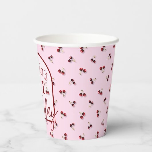 Kersen Thema Eerste Verjaardag Papieren Cup Papieren Bekers (Achterkant)
