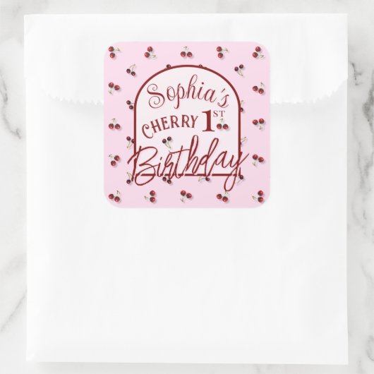 Kersen Thema Eerste Verjaardag Sticker (Tas)