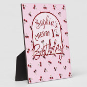 Kersen Thema Eerste Verjaardag Tafelblad Teken Pla Fotoplaat (Zijkant)