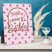 Kersen Thema Eerste Verjaardag Tafelblad Teken Pla Fotoplaat (Zijkant)
