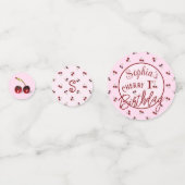 Kersen Thema Eerste Verjaardagstafel Confetti (Achterkanten)