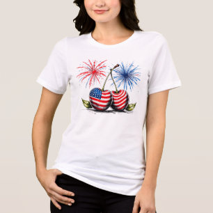 Kersen Vierde juli T-shirt, Patriottisch T-shirt