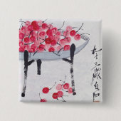 Kersen Vierkante Button 5,1 Cm (Voorkant)