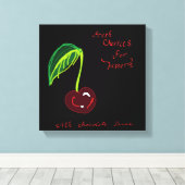 Kersen voor dessertafdrukken canvas afdruk (Insitu (Houten vloer))