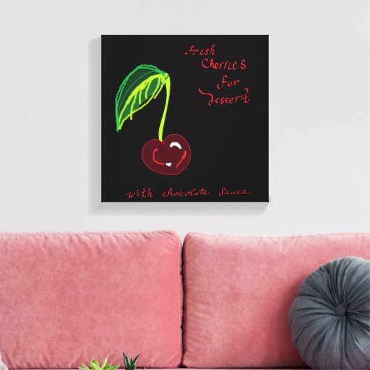 Kersen voor dessertafdrukken canvas afdruk (Insitu (Woonkamer))