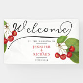 kersen welkom zwart wit stijlvol script spandoek (Horizontaal)