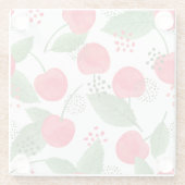 Kersenbessen , Waterverf naadloos. Glazen Onderzetter (Achterkant)