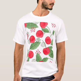 Kersenbessen , Waterverf naadloos. T-shirt