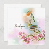 Kersenbloemen en -vogels bedankkaart (Voorkant / Achterkant)