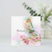 Kersenbloemen en -vogels bedankkaart (Staand voorkant)