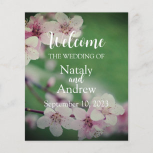 Kersenbloemen op groene achtergrond Floral Wedding Flyer